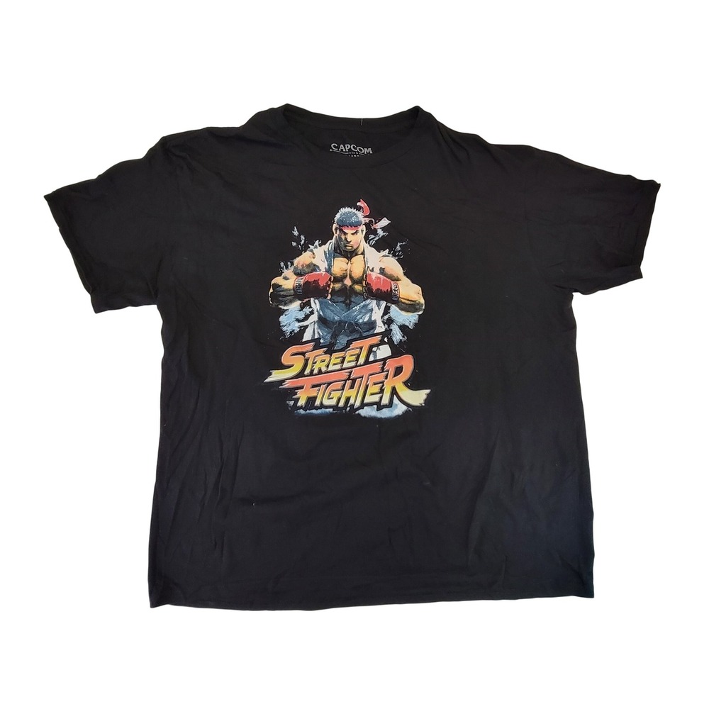 Capcom Street Fighter Ryu Graphic T Shirt Mens XL Black Cotton‎ Video Game